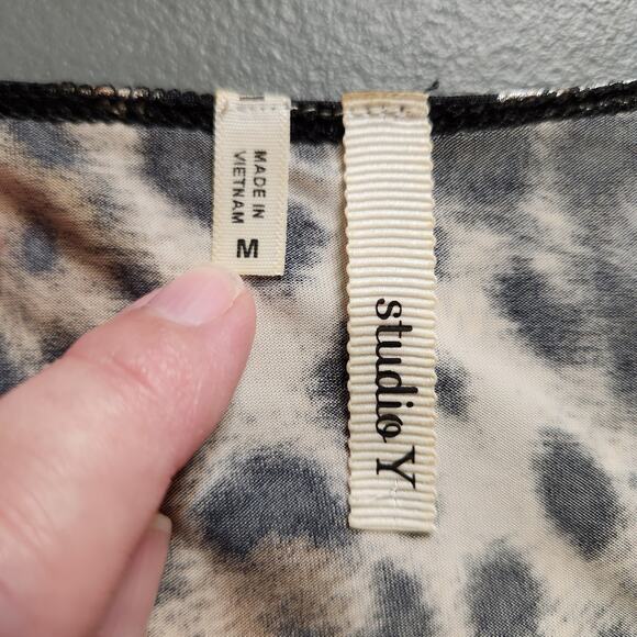 STUDIO Y Black Silver Gray Metallic Animal Print Sleeveless Mini Cocktail Dress - Picture 4 of 11